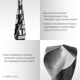 STAYER Pro-Max 4-12мм, 9 ступеней, винтовая спираль, сверло ступенчатое (29661-4-12-9) - 4