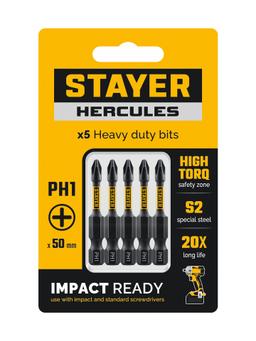 STAYER HERCULES, PH1, 50 мм, 5 шт, торсионные биты (26231-1-50-5) - 1