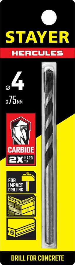STAYER Hercules, 4 x 75 мм, cверло по бетону, Professional (2915-075-04) - 2