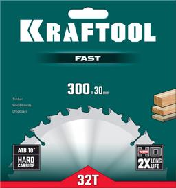 KRAFTOOL Fast, 300 х 30 мм, 32Т, пильный диск по дереву (36950-300-30) - 2