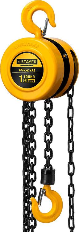 STAYER  ProLift, 1 т, 2.5 м, ручная цепная шестеренная таль, Professional (4308-1) - 1