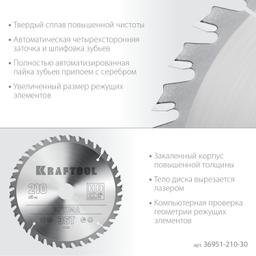 KRAFTOOL Optima, 210 х 30 мм, 36Т, пильный диск по дереву (36951-210-30) - 4