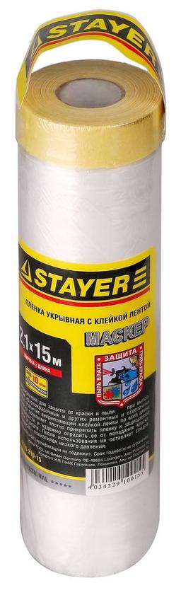 STAYER 15 м, 2.1 м, 9 мкм, с клейкой лентой маскер, защитная пленка, Professional (12255-210-15) - 1