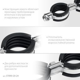 ЗУБР  1/2", цинк, 8 шт, двойной трубный хомут (37890-20-24) - 3