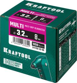 KRAFTOOL Multi (Al5052), 3.2 x 8 мм, 1000 шт, многозажимные алюминиевые заклепки (311702-32-08) - 2