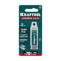 KRAFTOOL DOUBLE Сo-8 3.0х46мм, Сверло двухстороннее по металлу, сталь M42(+8%Co), класс А (29654-3.0-10) - 3
