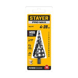 STAYER Pro-Max 4-39мм, 14 ступеней, винтовая спираль, сверло ступенчатое (29661-4-39-14) - 2