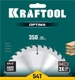 KRAFTOOL Optima, 350 х 30 мм, 54Т, пильный диск по дереву (36951-350-30) - 2