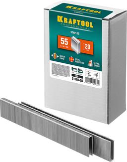 KRAFTOOL тип 18GA (55/90/C) 20 мм, 5000 шт, скобы для степлера (31789-20) - 1