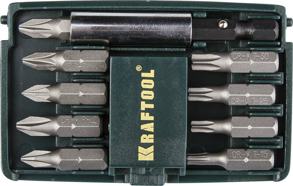 KRAFTOOL  Compact-10, с магнитным адаптером, 10 шт, набор бит (26130-H10)