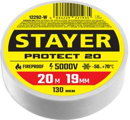 STAYER PROTECT-20, 19 мм х 20 м, 5 000 В, белая, изолента ПВХ, Professional (12292-W) - 1