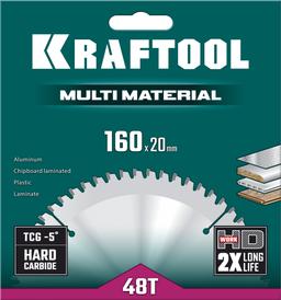 KRAFTOOL Multi Material, 160 х 20 мм, 48Т, пильный диск по алюминию (36953-160-20) - 2