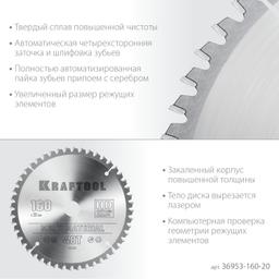 KRAFTOOL Multi Material, 160 х 20 мм, 48Т, пильный диск по алюминию (36953-160-20) - 4