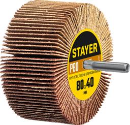 STAYER d 80 x 40 мм, P80, на шпильке d 6 мм, круг шлифовальный лепестковый (36609-080) - 1