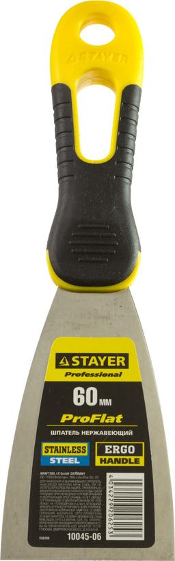 STAYER  PROFlat, 60 мм, х-образное профилированное полотно, облегченная двухкомпонентная ручка, нержавеющий шпатель, Professional (10045-06) - 2