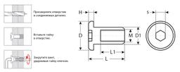 ЗУБР  M6 x 12 мм, шест. 5 мм, цинк, 5 кг, гайка Эриксона с плоской головкой, Профессионал (303770-5) - 3