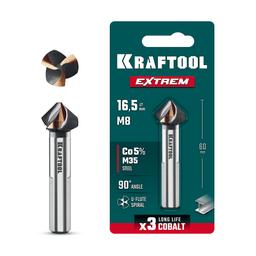 KRAFTOOL EXTREME Со5-А, d 16.5х10х60 мм, Z3, 90°, сталь M35, U-образная спираль, зенковка (29734-8) - 1