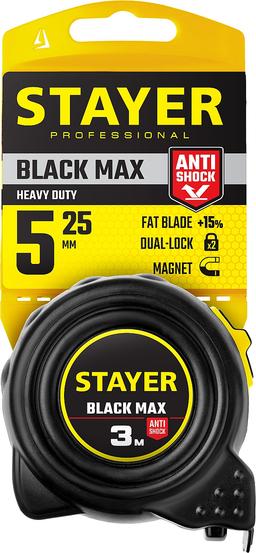 STAYER  BlackMax, 5 м х 25 мм, рулетка с двумя фиксаторами, Professional (3410-05-25) - 2
