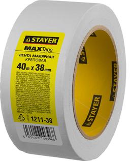 STAYER MAXTape, 38 мм х 40 м, креповый, малярный скотч (1211-38) - 2