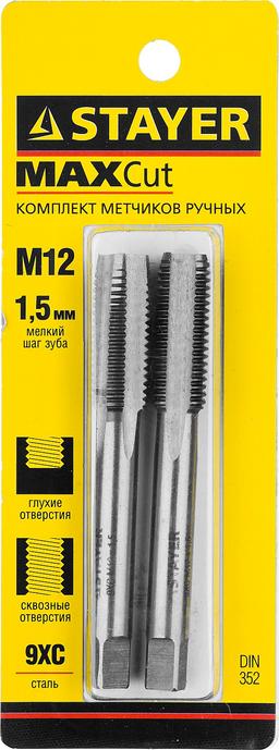 STAYER M12 х 1.5, 2 шт, комплект метчиков (28025-12-1.5-H2) - 2