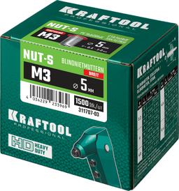 KRAFTOOL Nut-S, М3, 1500 шт, резьбовые заклепки стальные с насечками (311707-03) - 2