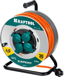 KRAFTOOL  ПВС 3х2.5 30м 4000Вт IP44,  Силовой удлинитель на стальной катушкеEXPERT (55089-30) - 1