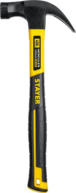 STAYER  Hercules-M, 450 г, молоток-гвоздодёр столярный с фиберглассовой рукояткой, Professional (2027-450) - 2