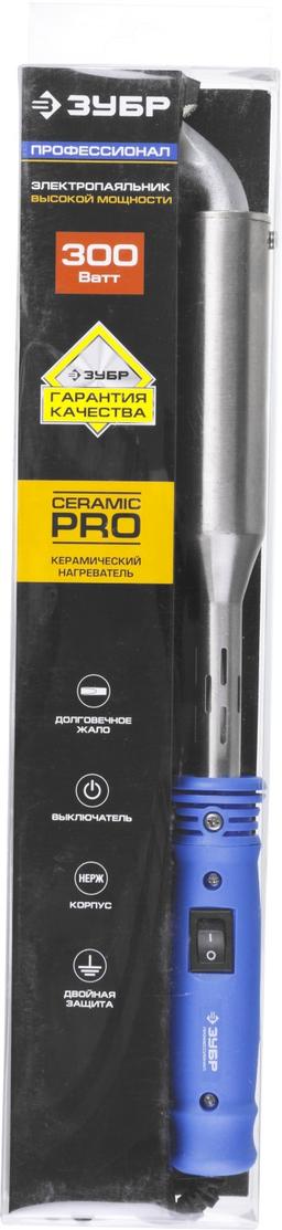 ЗУБР Ceramic PRO, 300 Вт, клин, высокомощный электропаяльник с пластиковой рукояткой, Профессионал (55301-300) - 2