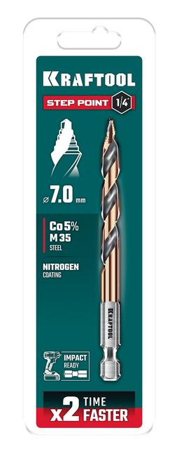 KRAFTOOL STEP POINT, d 7.0 х 109 мм, сверло по металлу для винтовёртов и шуруповертов IMPACT READY (29653-7) - 4