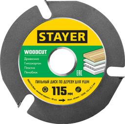 STAYER WOODCUT, 115 х 22.2 мм, 3 резца, для УШМ, пильный диск по дереву (36854-115) - 1