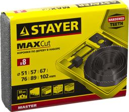STAYER  Maxcut, 6 шт, 51-102 мм, набор кольцевых коронок по дереву (29600-H8) - 2
