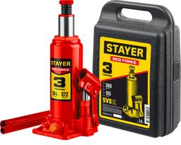 STAYER RED FORCE, в кейсе, 3 т, 194 - 375 мм, бутылочный гидравлический домкрат, Professional (43160-3-K) - 1