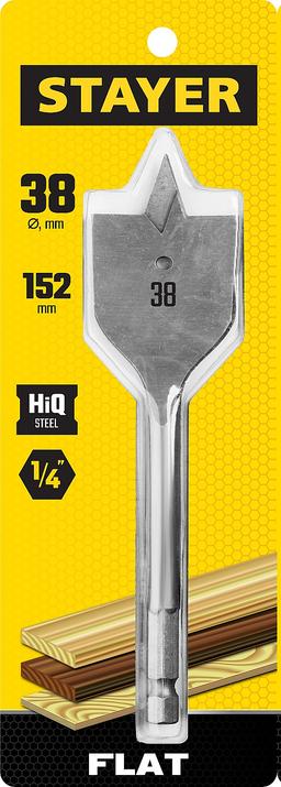 STAYER Flat, 38 x 152 мм, перовое, cверло по дереву (2950-38) - 2
