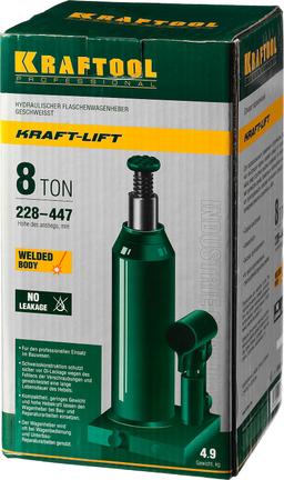 KRAFTOOL KRAFT-LIFT, 8 т, 230 - 457 мм, бутылочный гидравлический домкрат (43462-8) - 1