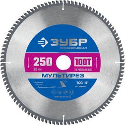 ЗУБР Мультирез, 250 x 30 мм, 100Т, пильный диск по алюминию, Профессионал (36907-250-30-100) - 1
