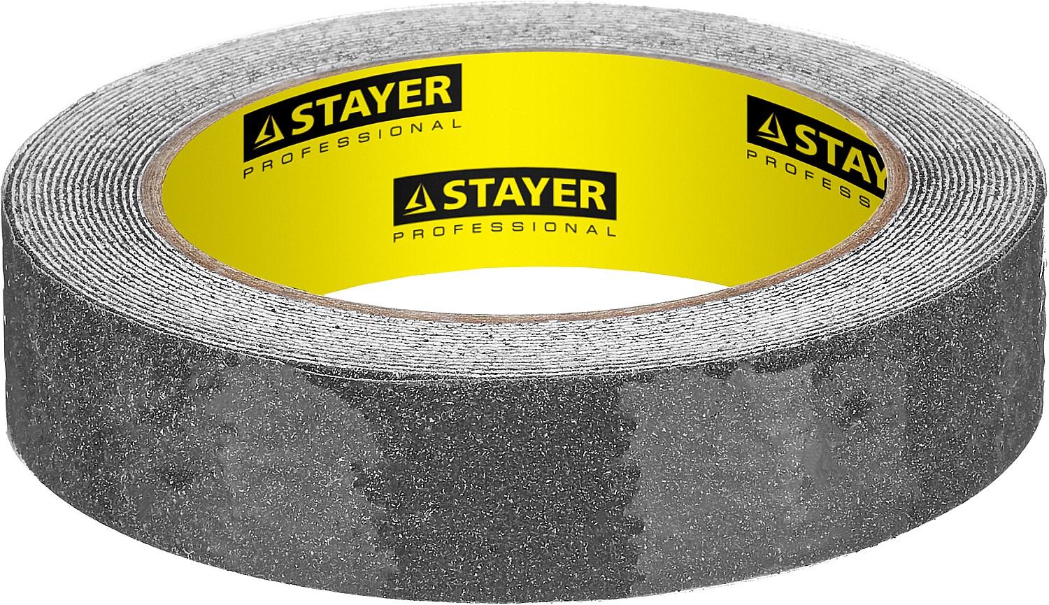 STAYER  25 мм, 5 м, черная, противоскользящая клейкая лента, Professional (12270-25-05)