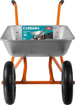 СИБИН  СТ-21, 65 л, 100 кг, двухколесная, оцинкованная сталь, садовая тачка (39909) - 2