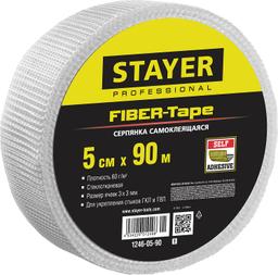 STAYER FIBER-Tape, 5 см х 90 м, 3 х 3 мм, самоклеящаяся серпянка, Professional (1246-05-90) - 1