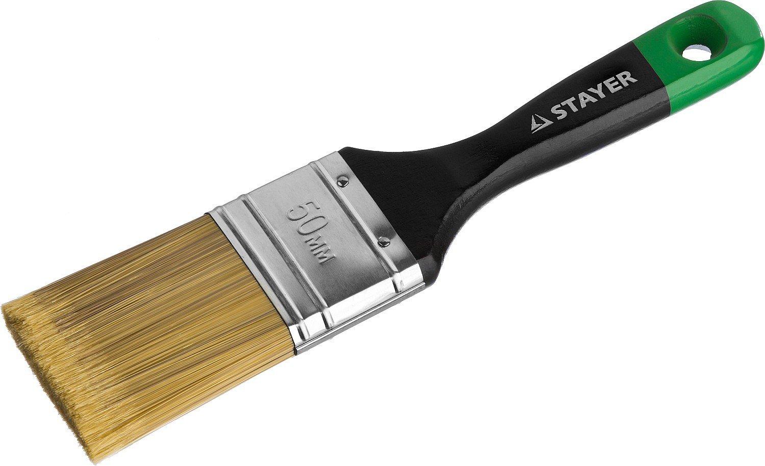 STAYER UNIVERSAL-ARTEX, 50 мм, 2", искусственная щетина, деревянная ручка, для высокотекучих ЛКМ, плоская кисть (0106-050)