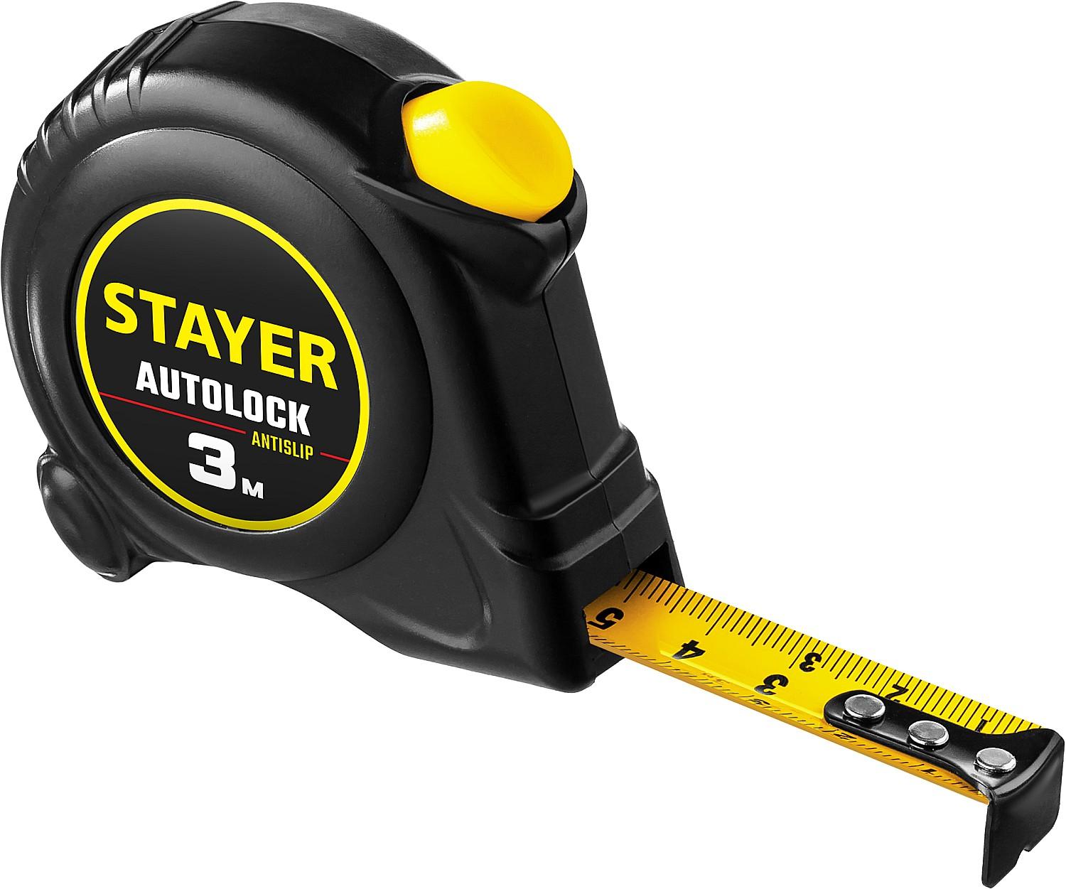 STAYER  AutoLock, 3 м х 16 мм, рулетка с автостопом (2-34126-03-16)