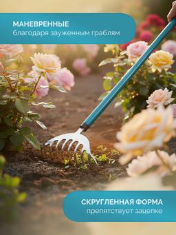GRINDA SR-10 грабли цветочные, 250х70х1550 мм, 10 зубьев, алюминиевый черенок, PROLine (39483-10) - 7