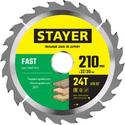 STAYER  Fast, 210 x 32/30 мм, 24Т, быстрый рез, пильный диск по дереву (3680-210-32-24) - 1