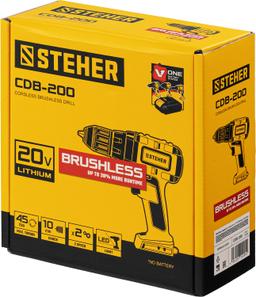 STEHER V1, 20 В, 45 Н·м, без АКБ, бесщеточная дрель-шуруповерт (CDB-200) - 3
