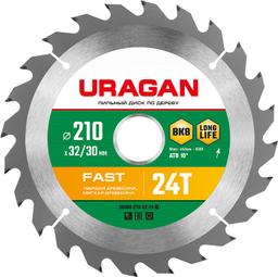 URAGAN Fast, 210 х 32/30 мм, 24Т, пильный диск по дереву (36800-210-32-24) - 1