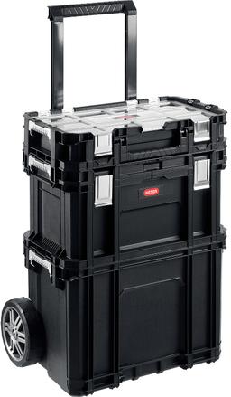 KETER SMART ROLLING, 564 х 373 х 700 мм, (22"), набор пластиковый ящик-тележка + ящик для инструментов + ящик органайзер (38390-22) - 1