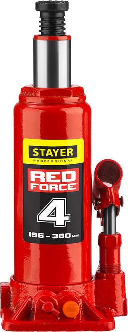 STAYER RED FORCE, в кейсе, 4 т, 195 - 380 мм, бутылочный гидравлический домкрат, Professional (43160-4-K) - 4