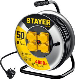 STAYER PRO-325, КГ, 3 х 2.5 мм2, 50 м, 4000 Вт, IP44, силовой удлинитель на стальной катушке (55076-50) - 1
