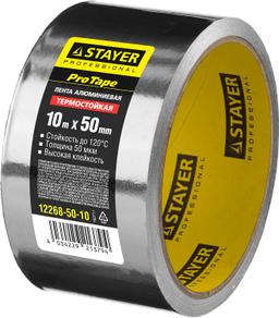 STAYER ProTape, 50 мм, 10 м, до 120 °С, самоклеящаяся алюминиевая лента, Professional (12268-50-10) - 2