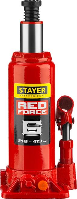 STAYER RED FORCE, 6 т, 216 - 413 мм, бутылочный гидравлический домкрат, Professional (43160-6) - 5