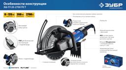 ЗУБР d 355 мм, 2700 Вт, 125 мм, штроборез (бороздодел), Профессионал (ЗШ-П120-2700 ПСТ) - 6